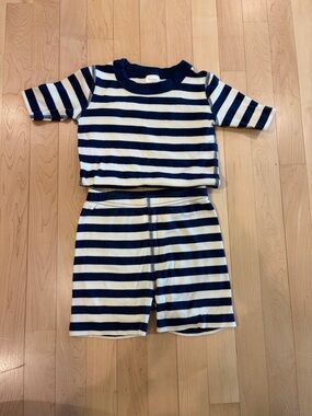 Hanna Andersson Navy and White Striped Pajama Set